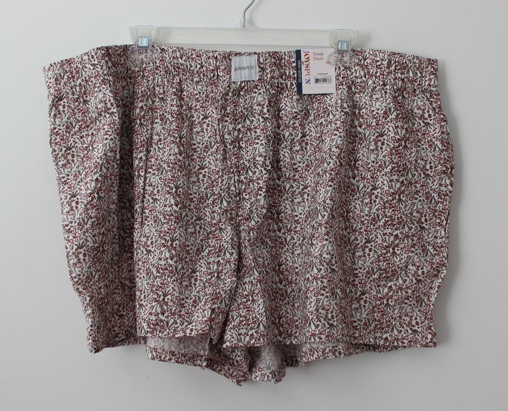 Joyspun Women's Woven Pajama Boxer Shorts Vivid White Size 3X NWT